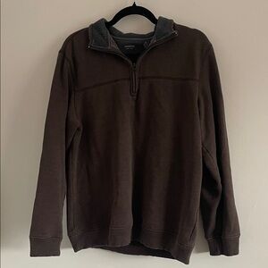 Arrow Brown 1/4 Zip Mock Neck Knit Pullover Sweater Cotton Polyester Men's M